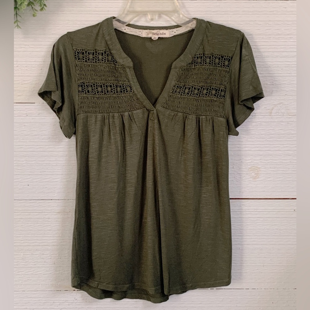 Short Sleeve Top by Rewind.  Size S.  Color Olive Green.